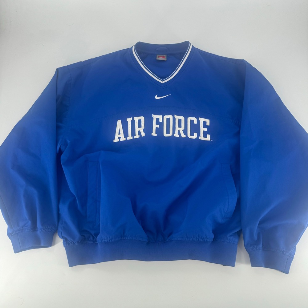 Nike Team Air Force Center Swoosh VTG Pullover Blue Mens Large Vintage Nike